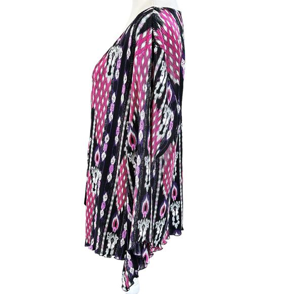 Cato Woman Top Size 22 / 24 Black Purple Faux Tank Open Front Pleated Stretch - Picture 7 of 13